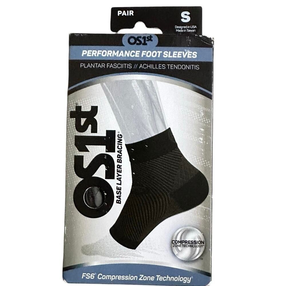 NEW OS1st FS6 Performance Foot Sleeves Pair Black Small S Plantar Fasciitis